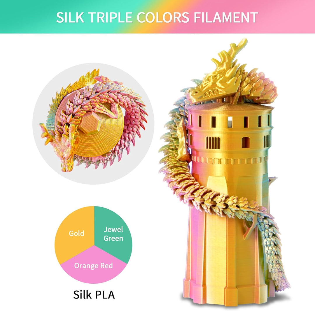 ERYONE Dreifarbiges Seiden PLA Filament 1.75mm,Seidiges Mehrfarbiges PLA-Filament für 3D-Drucker +/-