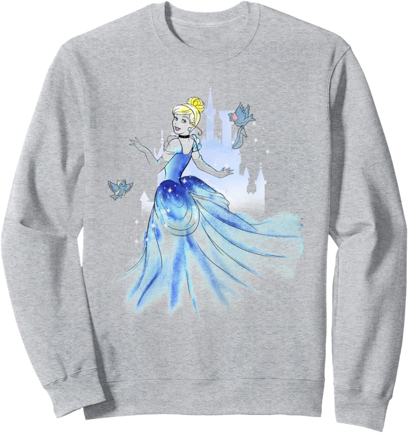 Disney Cinderella Birds & Castle Watercolor Art Sweatshirt