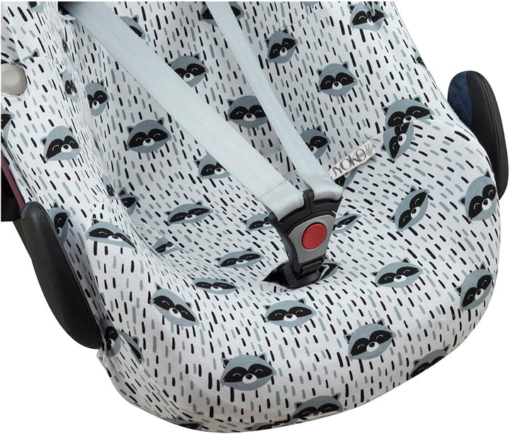 JYOKO Kids Baumwollbezug für Autositz kompatibel mit Pebble Maxi Cosi, Bebe Confort (Raccoon), Racco