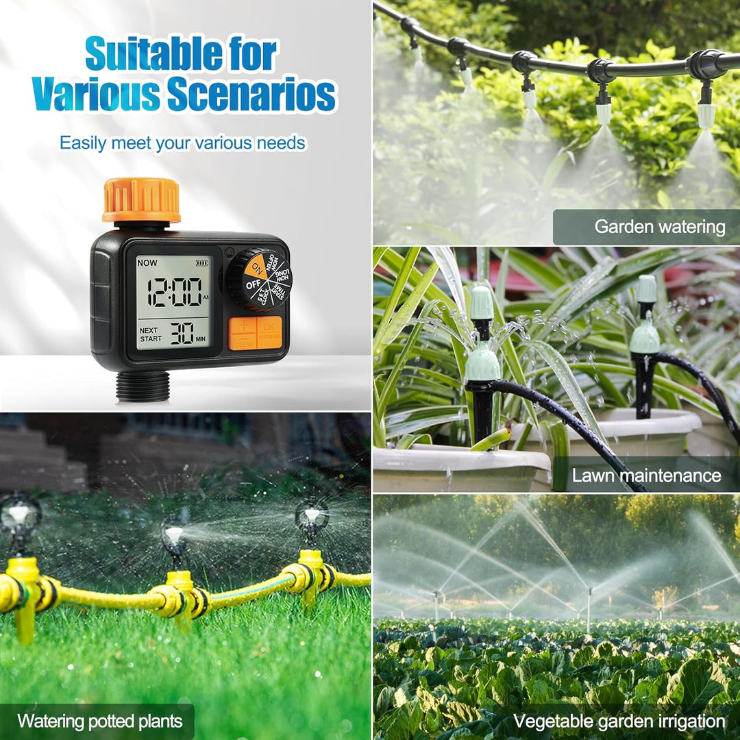 CROSOFMI Bewässerungscomputer Garten Zeitschaltuhr Bewässerung Wasserhahn Automatisch IPX5 Wasserdic
