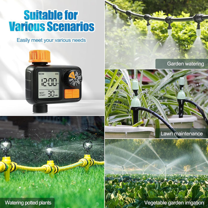 CROSOFMI Bewässerungscomputer Garten Zeitschaltuhr Bewässerung Wasserhahn Automatisch IPX5 Wasserdic