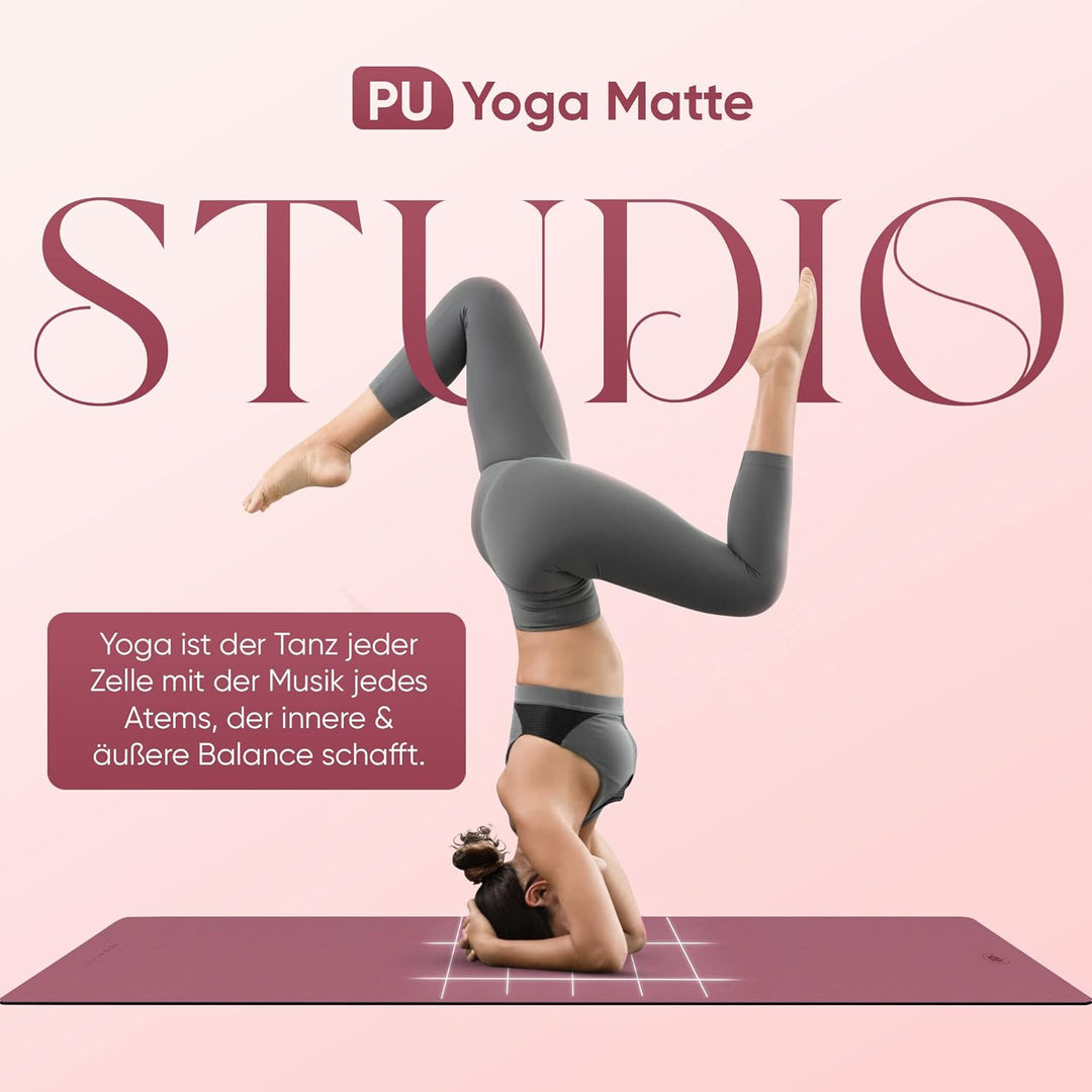 YOGALABS® - Premium Yoga-Matte STUDIO 185 x 68 x 0,4cm (extra gross) inkl. Gurt aus ECO PU & Naturka