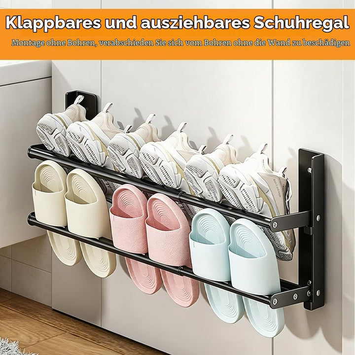 DASIAUTOEM Schuhregal Wand 2 Ebenen, 37-67cm Ausziehbar Schuhablage Schuhhalter Metall Schuhregal Pl