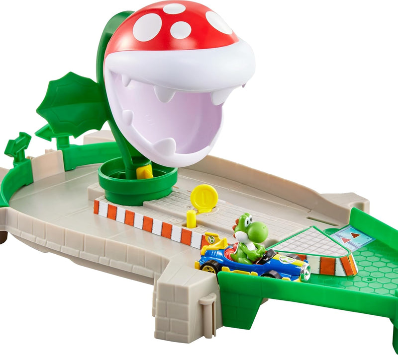 Hot Wheels GFY47 - Mario Kart Piranhapflanzen Rutsche Trackset inkl. 1 Spielzeugauto, Spielzeug Auto