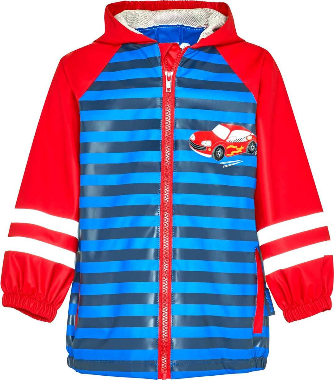 Playshoes Unisex Kinder Regenjacke Wind-und wasserdicht Regenmantel Regenbekleidung 98 Rennwagen, 98