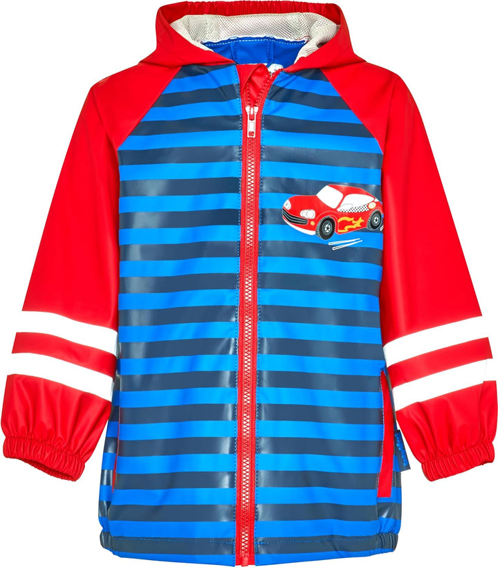 Playshoes Unisex Kinder Regenjacke Wind-und wasserdicht Regenmantel Regenbekleidung 98 Rennwagen, 98