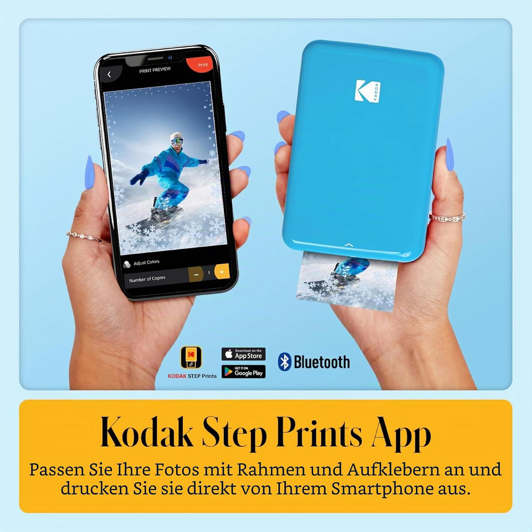 KODAK Step Instant-Fotodrucker mit Bluetooth/NFC, Zink Technologie & KODAK App für iOS & Android (Bl