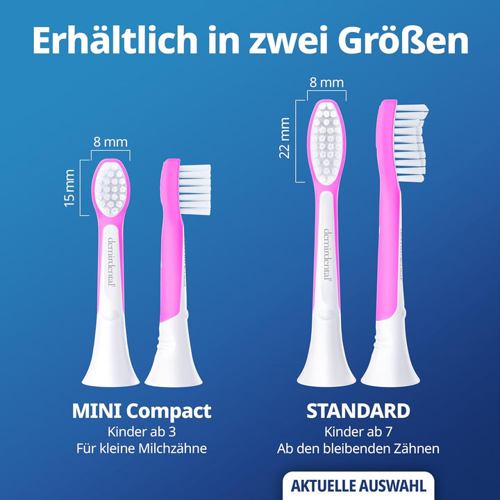 demirdental Kinder Ersatzbürsten passend für Philips Sonicare Kids, Bürstenköpfe ab 7 Jahre, entspri