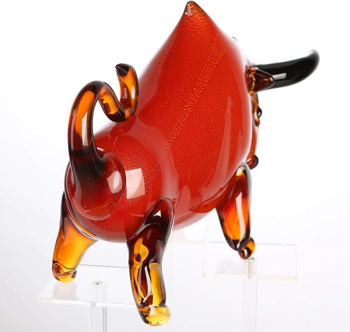 Casablanca - Skulptur Stier - aus Glas in rot orange braun schwarz H 28 cm Höhe 28 cm Rot, Höhe 28 c