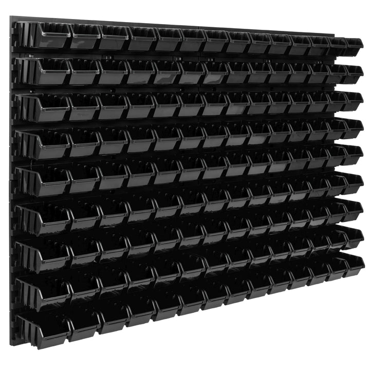 Lagersystem Werkstattregal | 115 x 78 cm | 126 stck. Box | Wandregal mit Stapelboxen - Wandplatten E