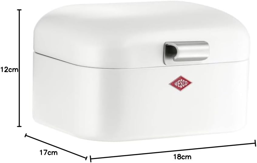 Wesco Mini Grandy Brotkasten in der Farbe weiss, pulverbeschichtetes Stahlblech, Lüftungslöcher und