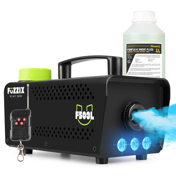 Fuzzix F503L Nebelmaschine mit Flüssigkeit, LED, 1L Nebelfluid, 500 Watt, Fernbedienung, Rauchmaschi
