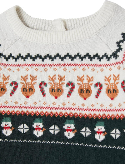 Vertbaudet Baby Weihnachtspullover, Jacquardstrick Oeko-Tex Tannengrün 74, Tannengrün 74