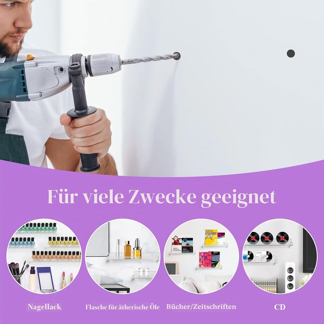 6 Stück Acryl Nagellack Regal Wand, Nagellack Aufbewahrung Wand Wandregal für Nagellackaufbewahrung,