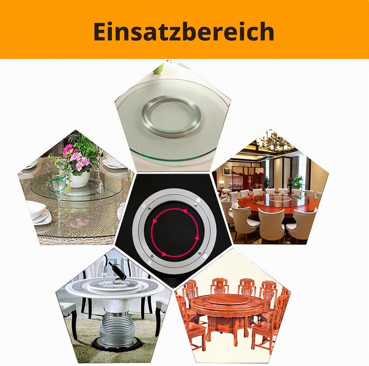 Robuster Drehteller aus Aluminiumlegierung, drehbares Kugellager, runder Esstisch, Glatte Drehplatte