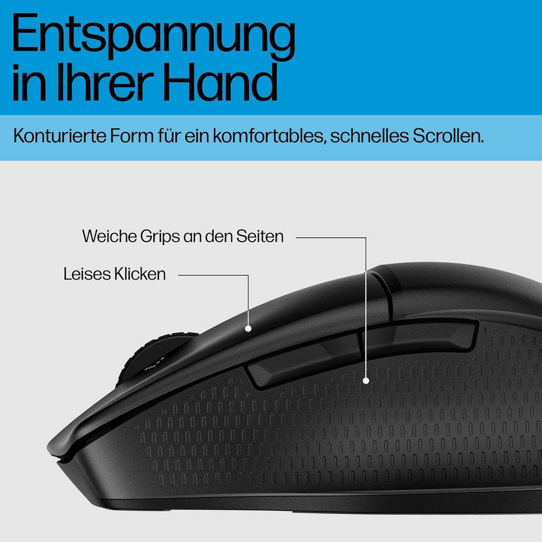 HP 480 Komfort-Maus, Bluetooth 5.3-Verbindung, optischer Sensor mit 4000 DPI, 6 programmierbare Tast