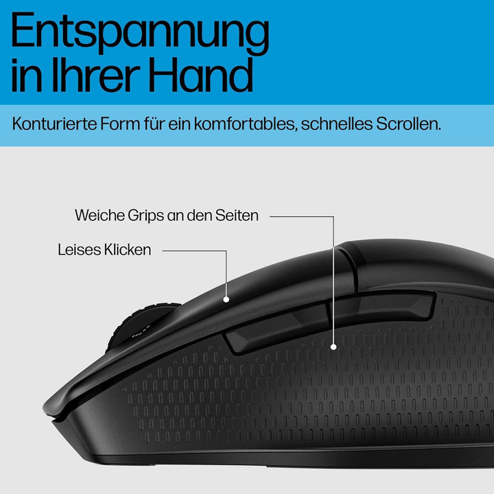 HP 480 Komfort-Maus, Bluetooth 5.3-Verbindung, optischer Sensor mit 4000 DPI, 6 programmierbare Tast