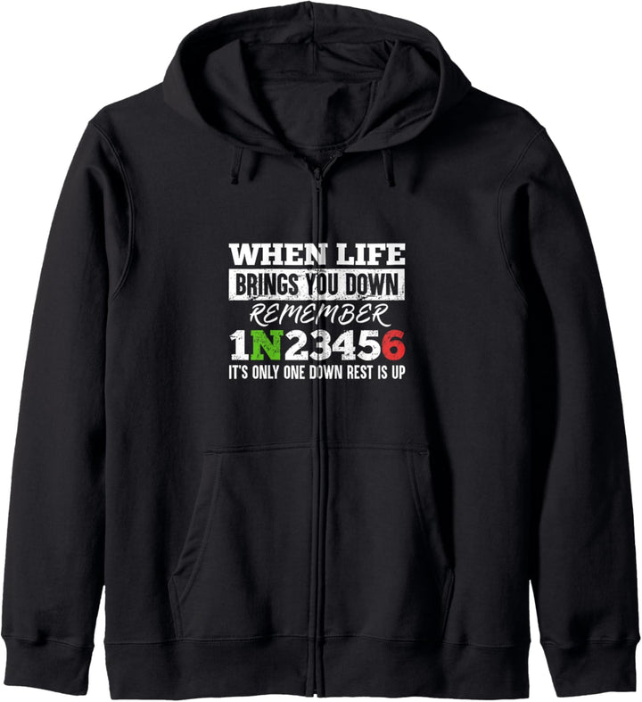 1N23456 Motorrad Schaltung Motorradfahrer Motiv Kapuzenjacke