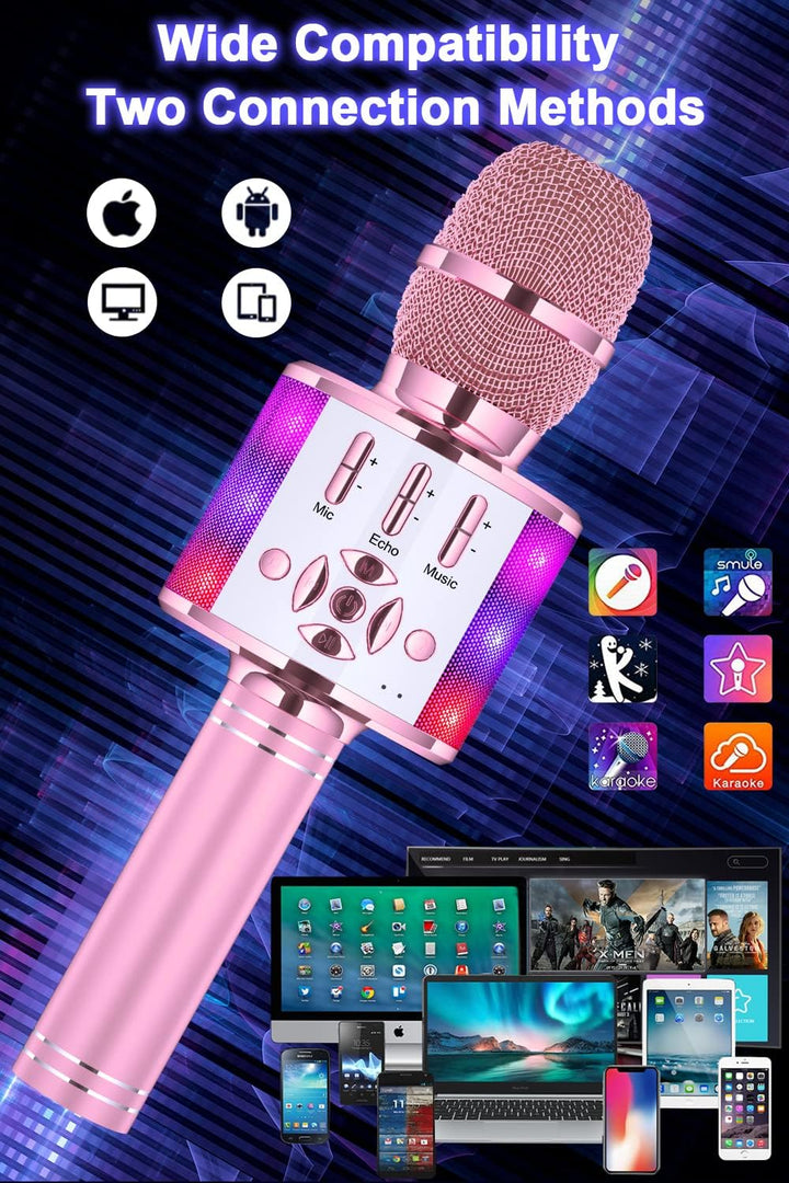 BONAOK Magic Sing Karaoke Microphone, Bluetooth Microphone Karaoke Kids, 4 in 1 Sing Microphone, Wir