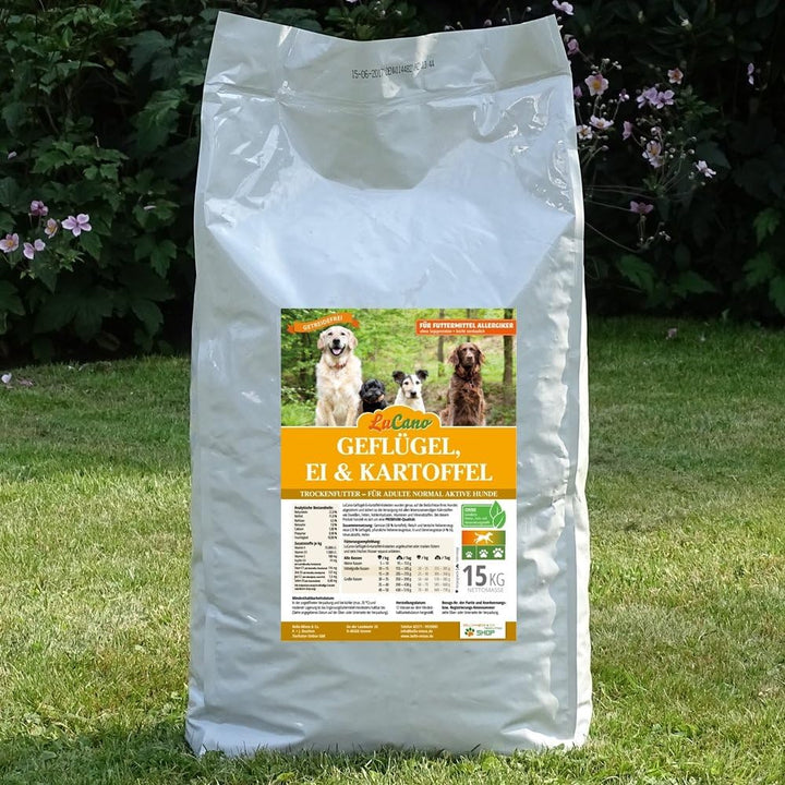 LuCano 15 kg Geflügel-Ei-Kartoffel | getreidefreies Hunde Trockenfutter | Hundefutter ohne Getreide