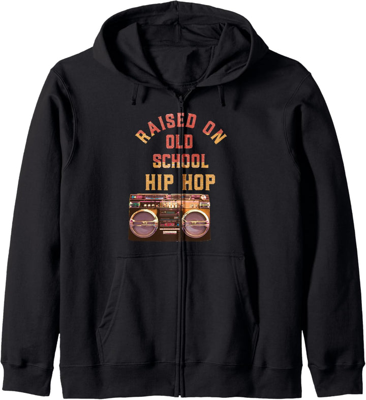Aufgewachsen auf Old School Hip Hop Ghetto Blaster Boombox Kapuzenjacke
