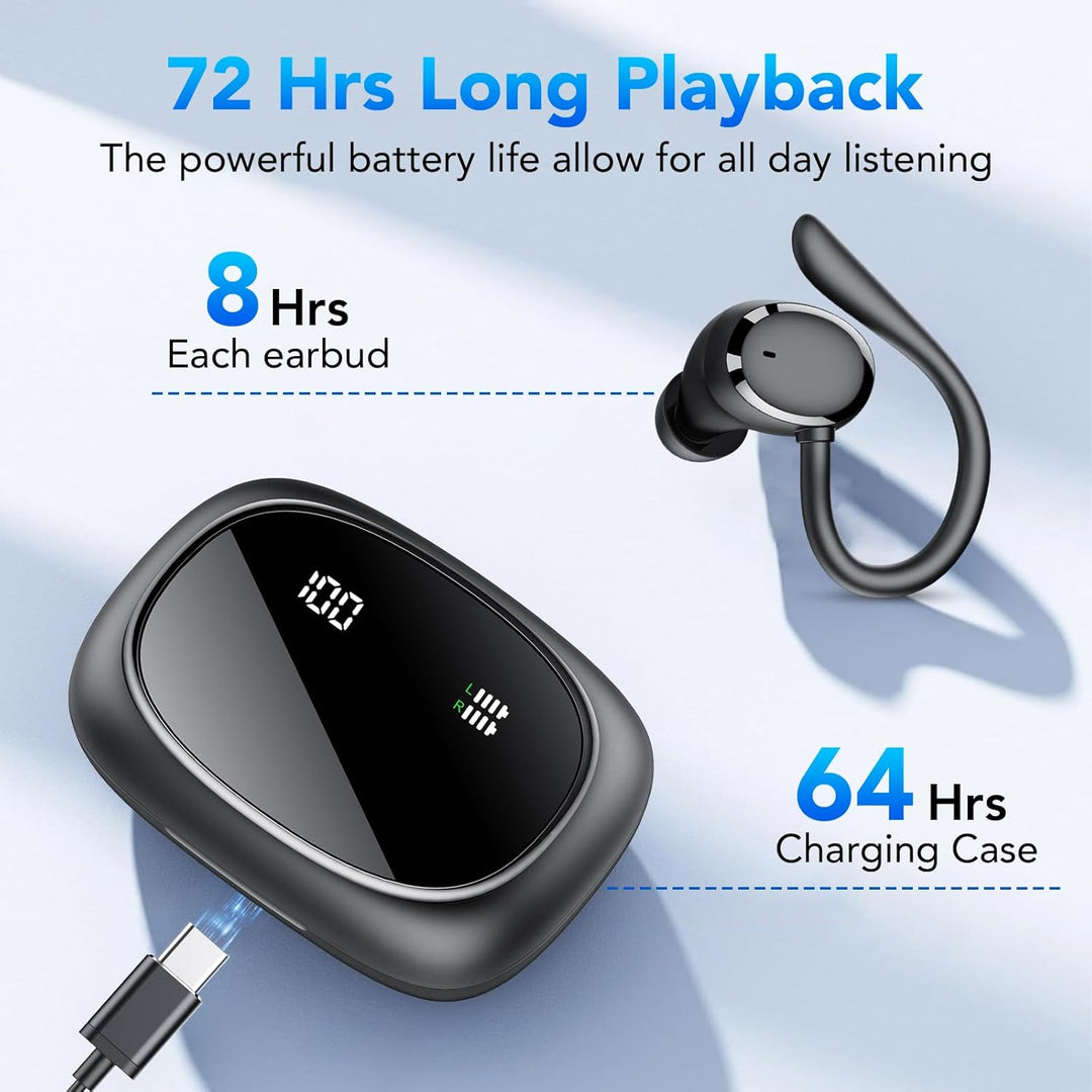 Bluetooth Kopfhörer Sport, Kopfhörer Kabellos Bluetooth 5.3 mit HD Mic, In Ear Kopfhörer mit 4 ENC K