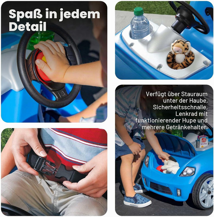 Step2 Whisper Ride Kinderauto/Rutscher in Blau | Spielzeug Auto mit Schiebestange | Kinderfahrzeug/R
