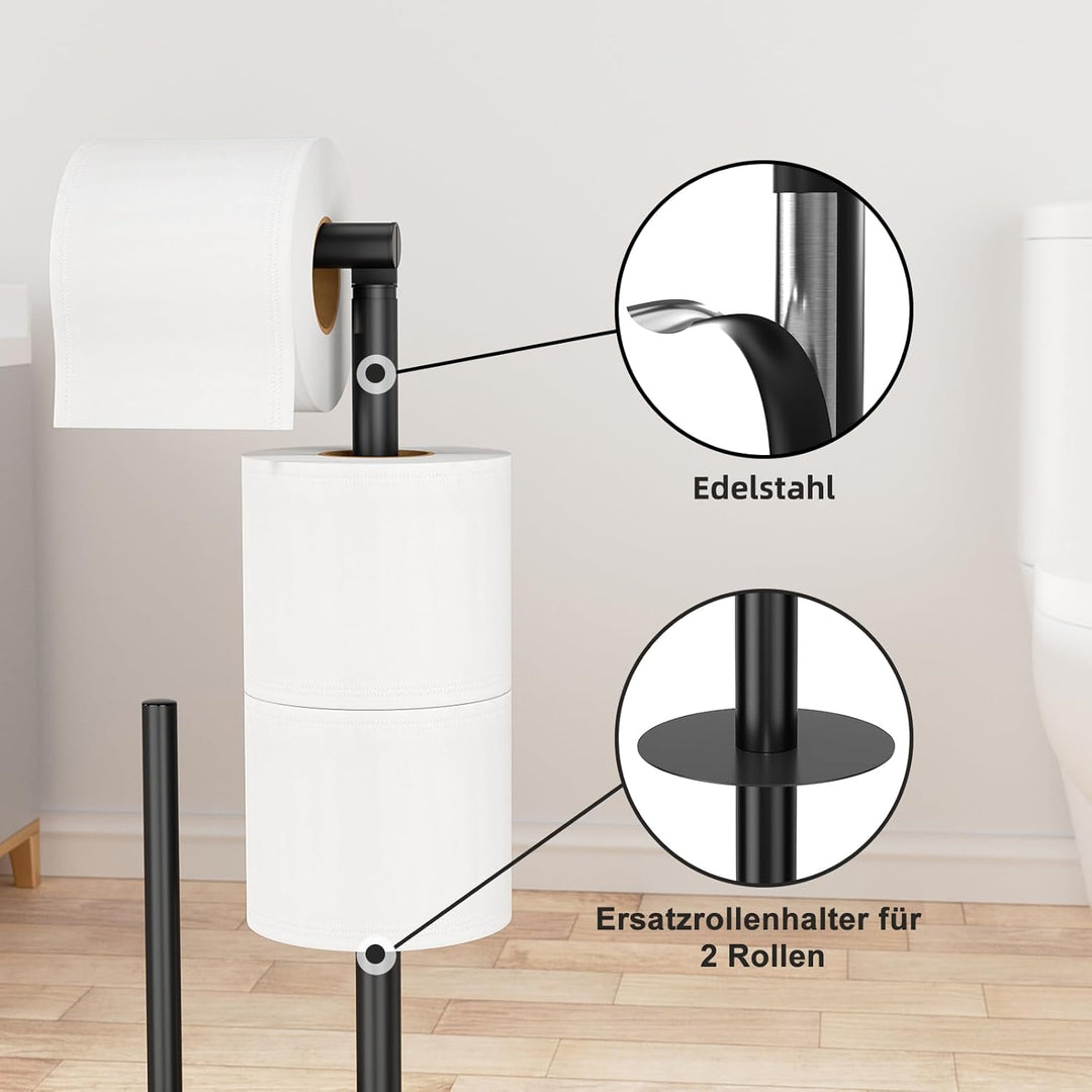 Edelstahl Klopapierhalter Stehend mit Klobürste - Toilettenpapierhalter mit WC Bürste, WC Garnitur m