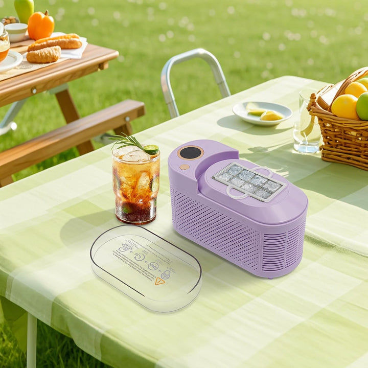Mini Eisbereiter, Tragbarer 12V Tisch Eisbereiter, 8 Würfel in 10-15 Minuten, Kompakte Eismaschine f