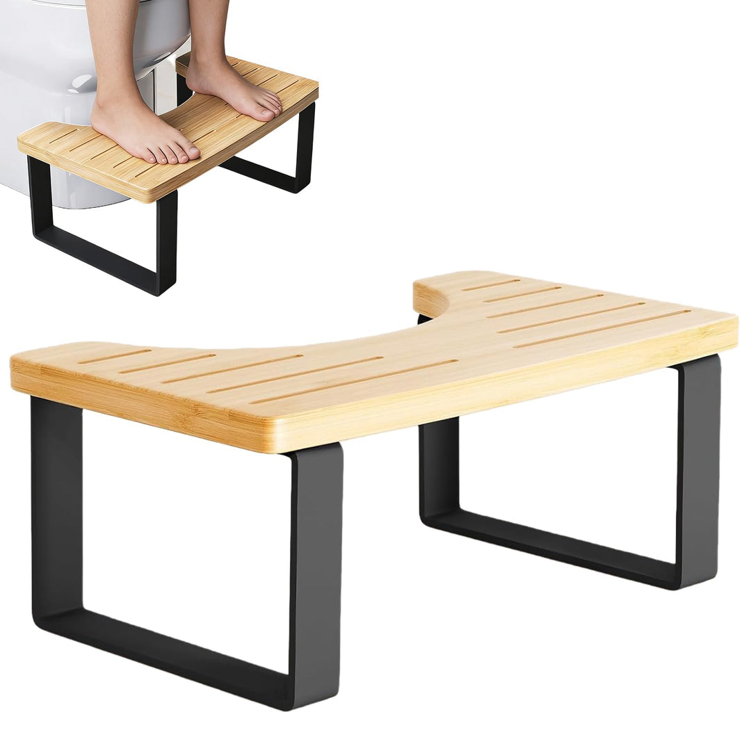 40×20×17cm Toilettenhocker Erwachsene: Badezimmer-Kothocker für Erwachsene, Eisen-Holz Kombinationsm