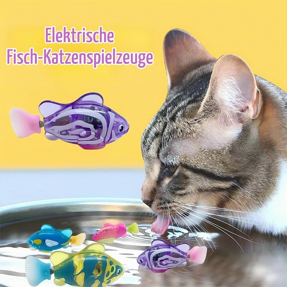 4PCS Elektronischer Haustier Fisch, Schwimmen Roboter Fisch Spielzeug für Katzen, Elektrisches Fisch