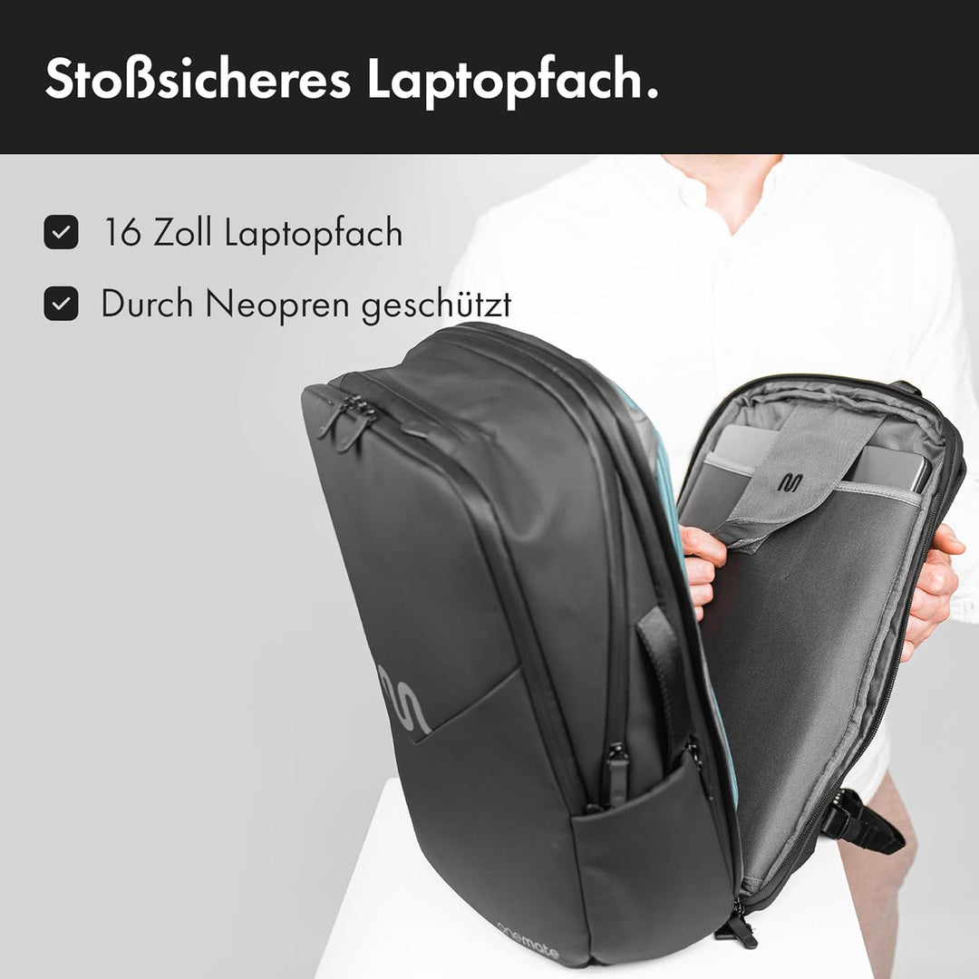 onemate Rucksack Backpack Pro 2 (Herren und Damen) Vielseitig und Durchdacht 22L Schwarz, Schwarz