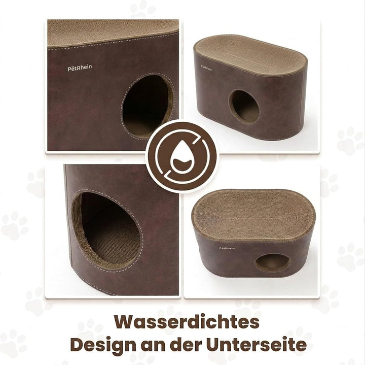 Kratzbrett für Katzen aus Kratzpappe,3-in-1 grosses Katzenhöhle mit Kratzmatte & Katzenbett – 64 x 3