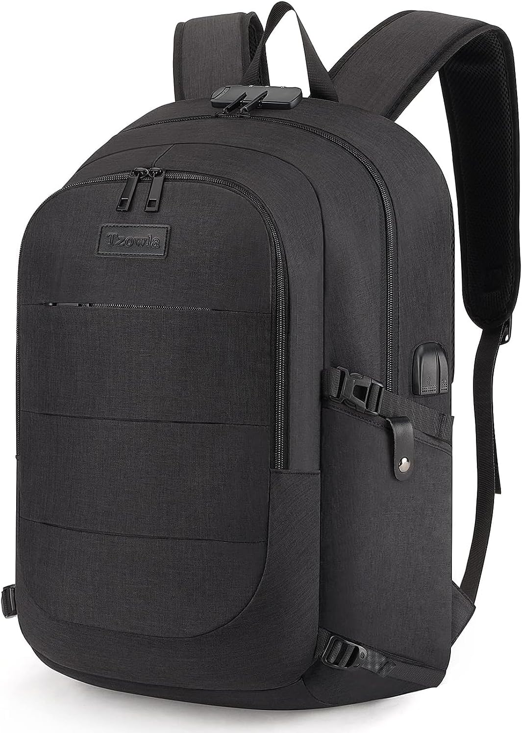 Tzowla Anti Diebstahl Laptop Rucksack für Herren,Rucksack Wasserdicht mit USB-Ladeanschluss und Schl