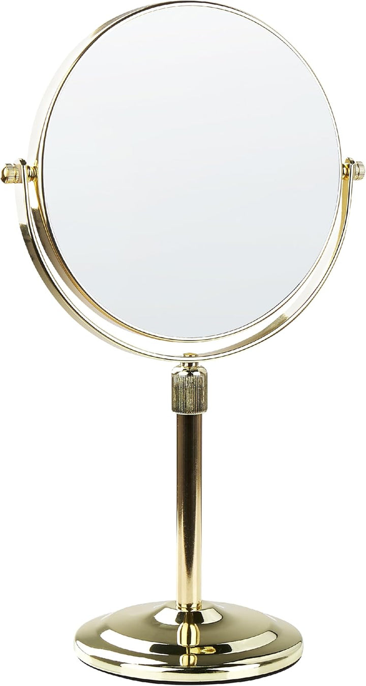 Doppelseitiger Tischspiegel Schminkspiegel mit Vergrösserung ø 20 cm Gold Averyon