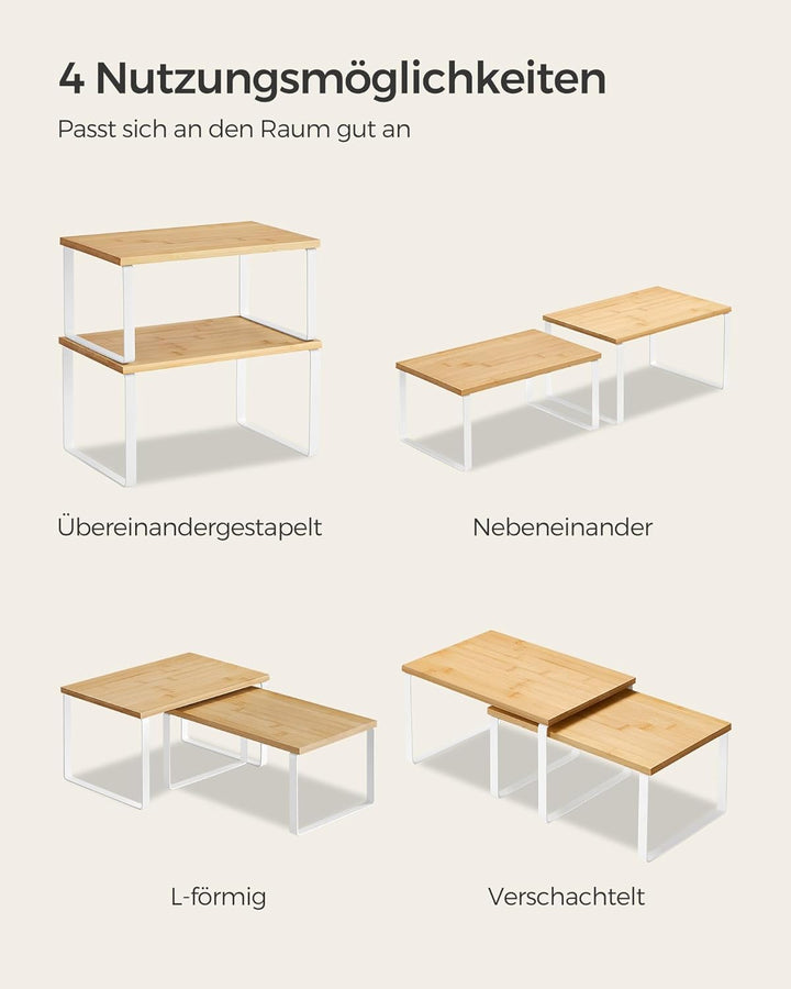 SONGMICS Gewürzregal, 2er Set Küchen-Organizer, Küchenregal, Schrank-Organizer Küche, erweiterbar, k