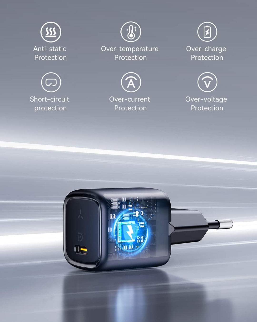 VOLTME 30W USB C Ladegerät GaN 2-Pack Schwarz, Kompaktes Adapter Netzteil USB-C Ausgang Schnellladun