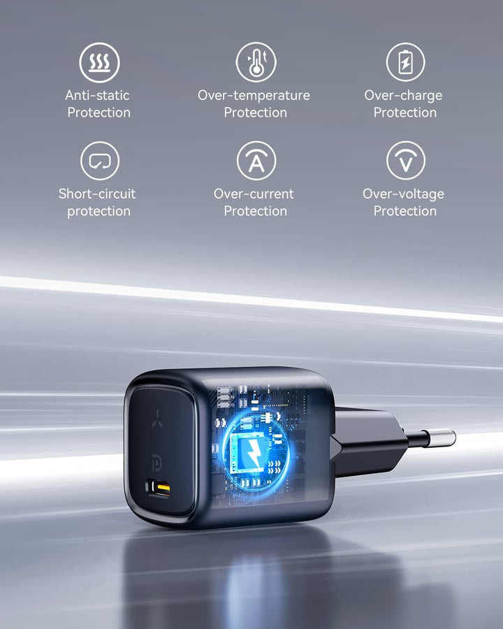 VOLTME 30W USB C Ladegerät GaN 2-Pack Schwarz, Kompaktes Adapter Netzteil USB-C Ausgang Schnellladun