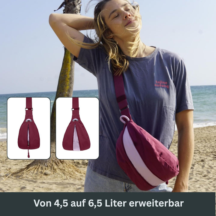 FUCHS & REBELL® Moon Bag BELA Fahrrad Crossbody Tasche, Berry | Smart & Nachhaltig, 3-Punkt-Gurt-Sys