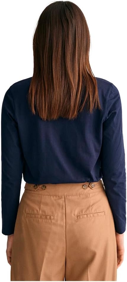 GANT Damen Reg Shield Ls T-Shirt, Evening Blue