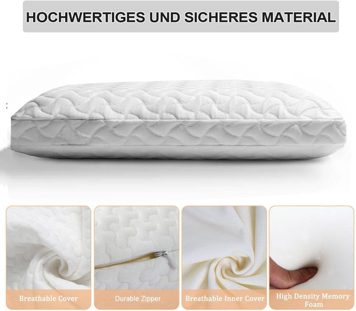 Memory Foam Kissen Kopfkissen für erholsamen Schlaf- Ergonomisches Nackenstützkissen mit Hoher Dicht