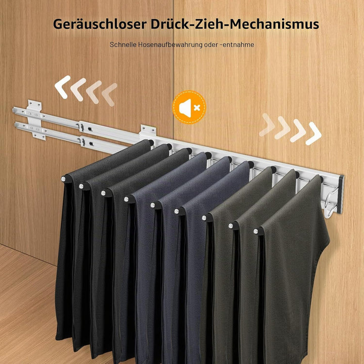 Edelstahl Hosenbügel Hosenauszug Kleiderstange Ausziehbar rutschfeste Kleiderbügel 9 Balken für Klei