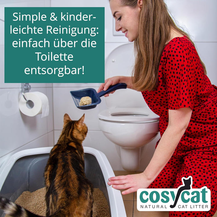 COSYCAT Klumpendes Bio-Katzenstreu aus Holz [100% Natürlich] – 40 l - in der Toilette entsorgbar – K