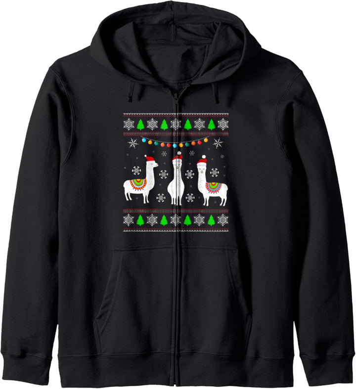 Llama Ugly Christmas Sweater Funny Damen Herren Kinder Kapuzenjacke