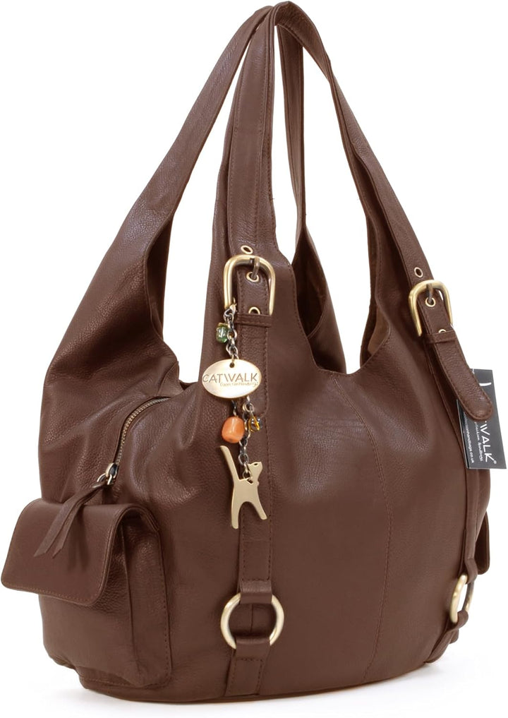 Catwalk Collection Handbags - Leder - Umhängetasche/Schultertasche - ALEX Braun, Braun