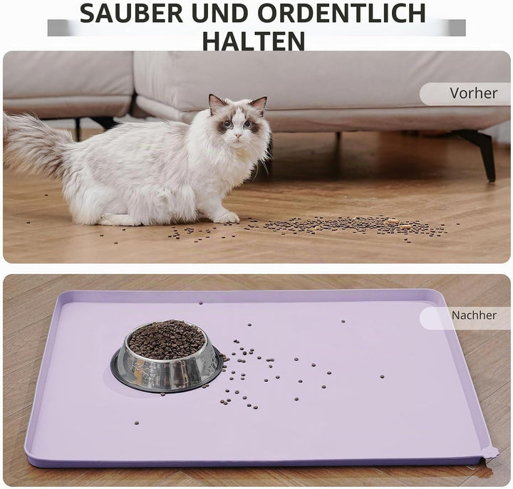 Reopet Hunde- und Katzennapfmatte, wasserdichtes, rutschfestes Silikon, Haustierfuttermatte 53 x 37