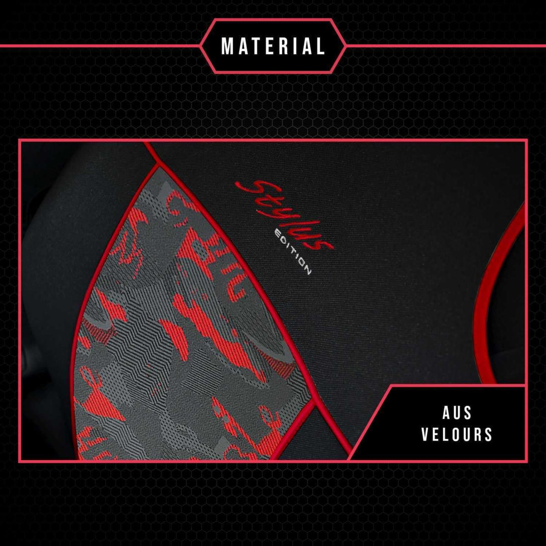 2er Set Autositzbezüge PKW universal | Auto Sitzbezüge Polyester Rot für Airbag geeignet | für Vorde