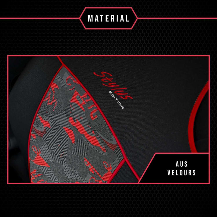 2er Set Autositzbezüge PKW universal | Auto Sitzbezüge Polyester Rot für Airbag geeignet | für Vorde