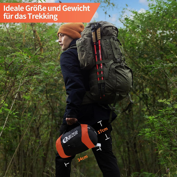 Daunenschlafsack,schlafsack kleines packmass , 600FP+ Premium-Daunen, 12°C bis -24°C, leicht und war