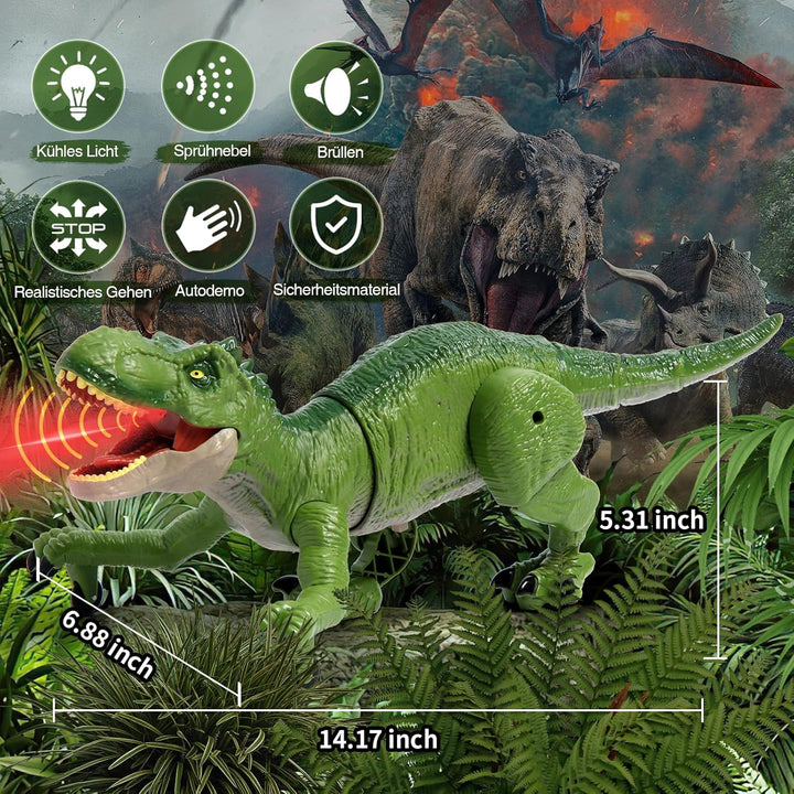 Sunrad Kinder Ferngesteuertes Dinosaurier Spielzeug,Elektronik T-Rex Dino Spielzeug mit Sprühen, Lic